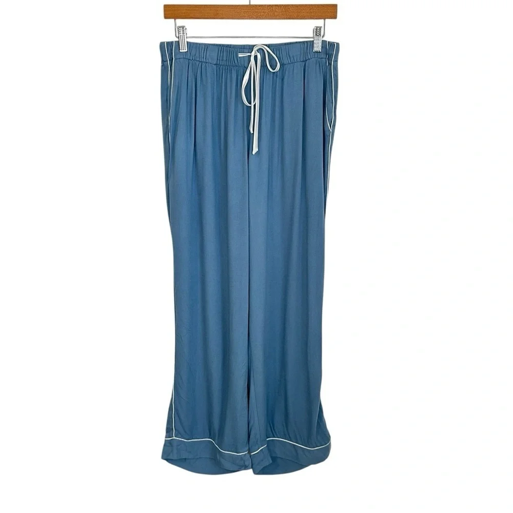 Jason Wu Womens Pajama Pants Sz Medium Blue White Elastic Waist Pockets